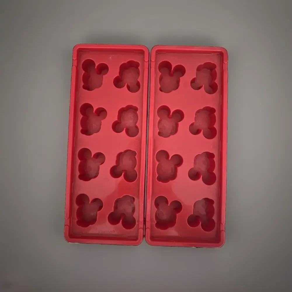2 Walt Disney World Mickey Mouse Silicone Ice Cube Tray Red EUC